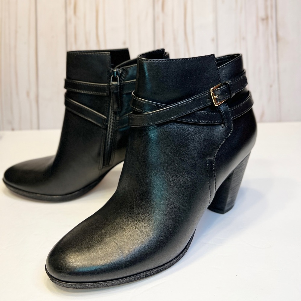 Cole Haan Hayes Belt Bootie, Black Leather  Size 9  Original Shoe Box included.